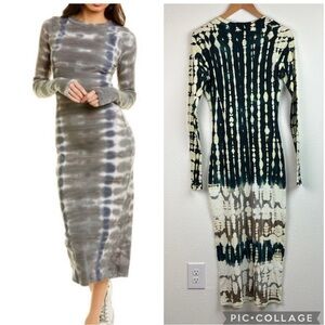 Young Fabulous & Broke Dax Tie Dye Long Sleeve ribbed knit Bodycon maxi Dress